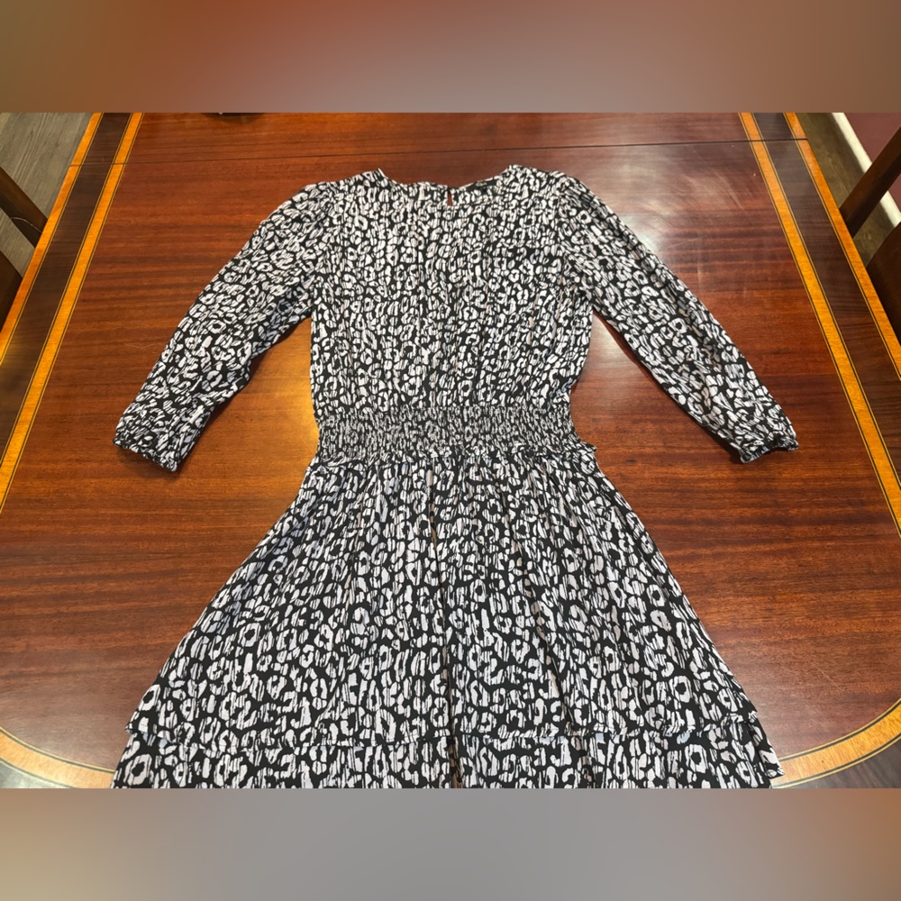 Rails Black and White Patterned Long Sleeve Dress